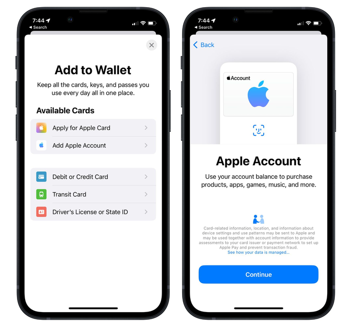 亭湖苹果手机维修分享iOS 15.5钱包App如何添加 Apple 账户 
